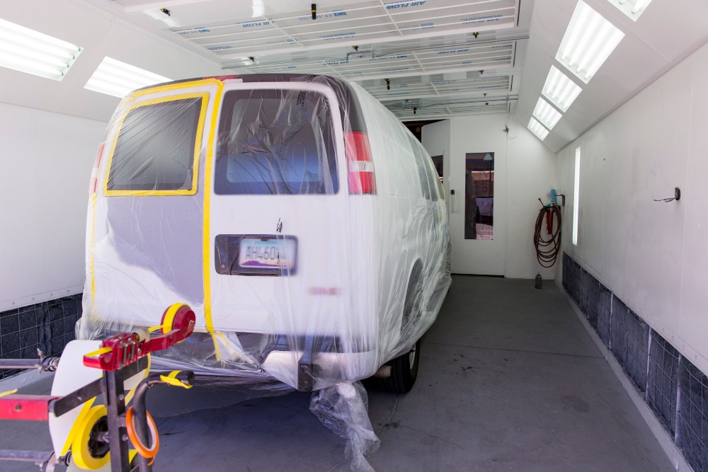 paint room in auto body shop